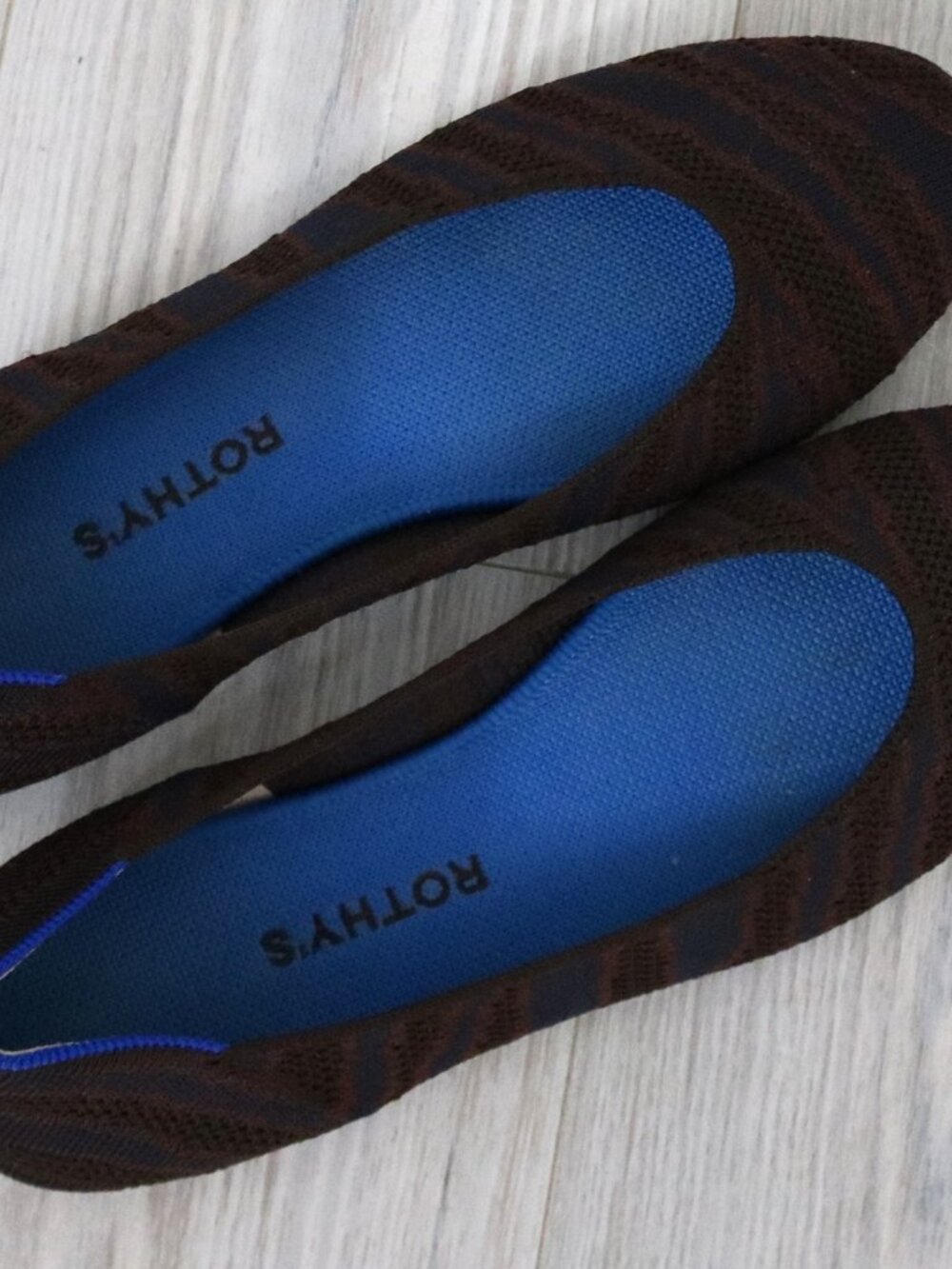 Rothy's The Flat Women’s Mahogany Sapphire Zebra Print Classic Size 10.5 RETIRED